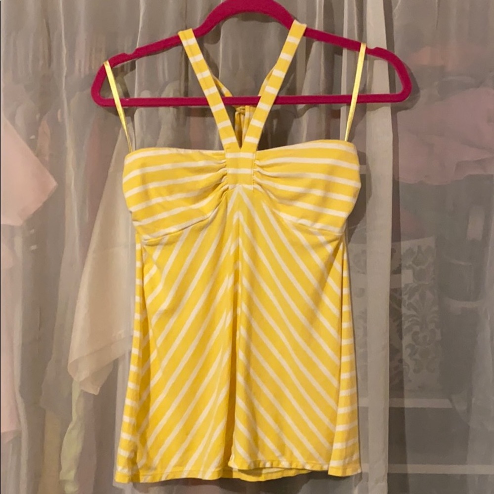 Ann Taylor LOFT | Yellow & White Striped Halter